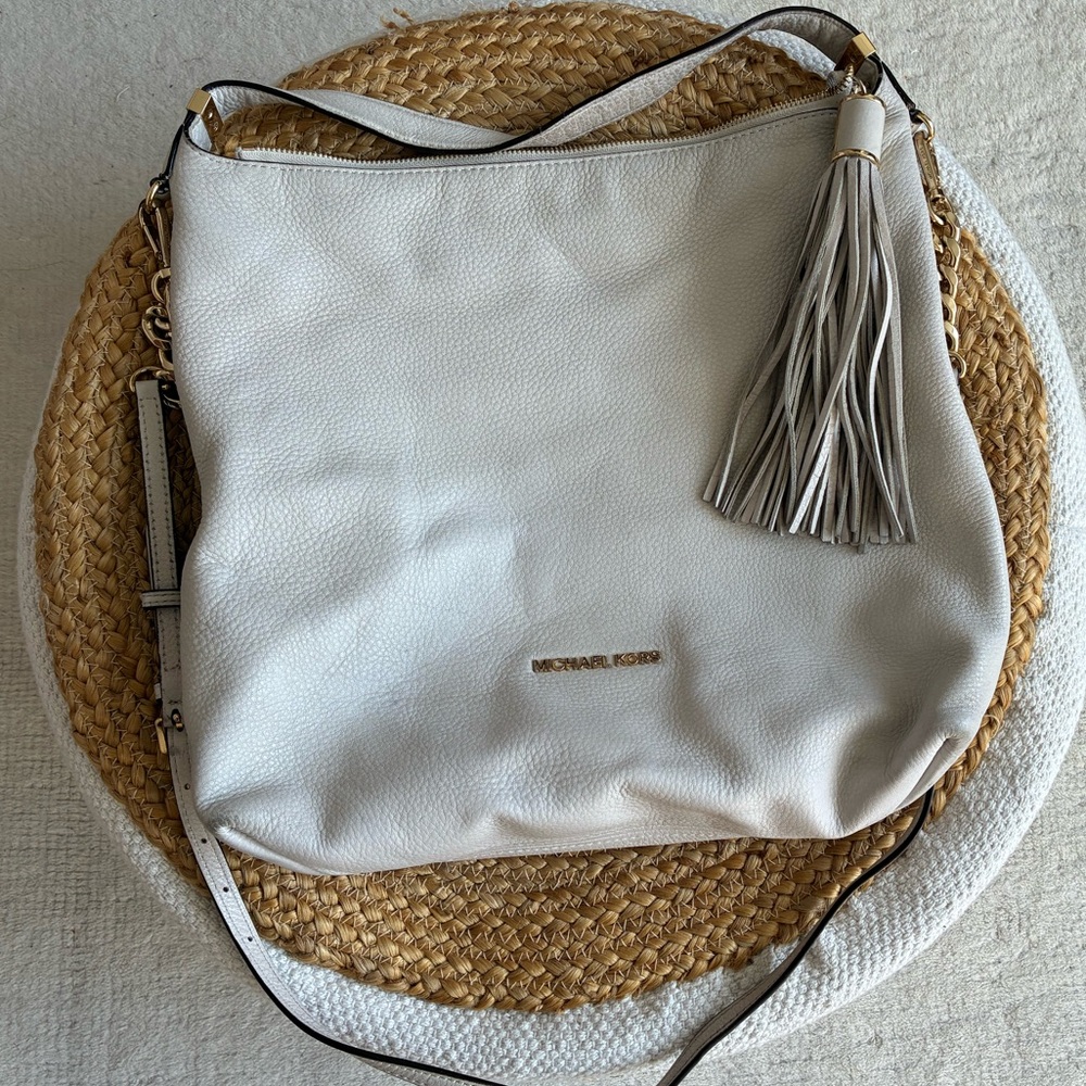 Michael Kors Cream Shoulder Bag with Tassel